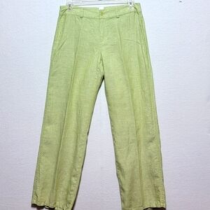 Sigrid Olsen Light Green‎ Linen Pant w/ Side Panel Embellishment Size 10. #751